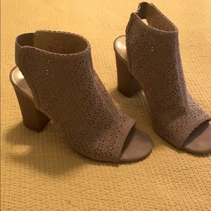 New LC Lauren Conrad Tan Wedge Boot Open Toe